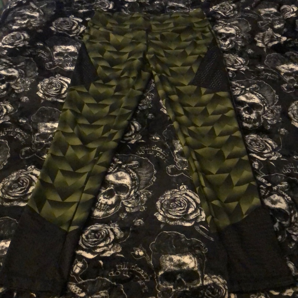 Green and mesh leggings